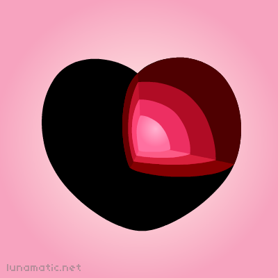 Black heart, with a soft center