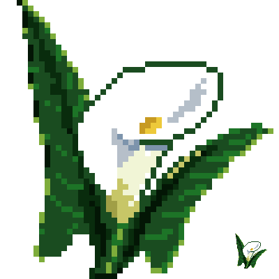 A carefully pixelled calla lily